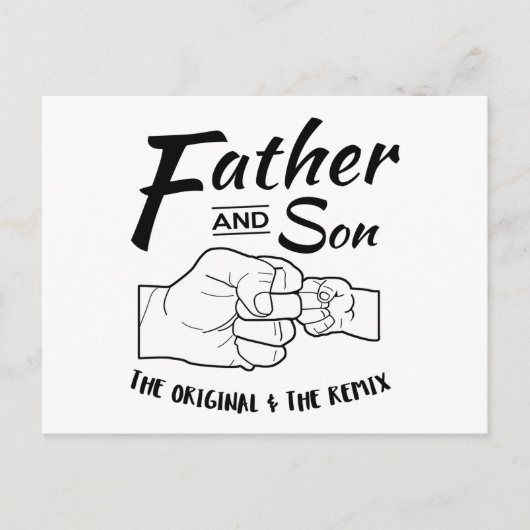 父と息子の拳バンプ ポストカード (正面)