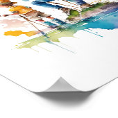 父と息子の水の色のイラストレーションアイアート ポスター (角)