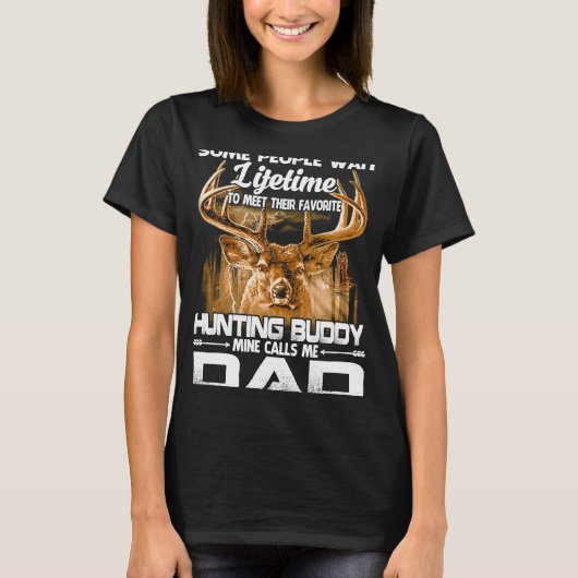 父と息子の狩りライフタイムパパのバディハンター Tシャツ (正面)