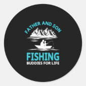 父と息子の魚釣りの仲間の生活のシール ラウンドシール (正面)