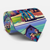 父と息子は農場の納屋とトラクター ネクタイ (ロール)