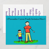 父と息子ファミリーキャラクターカスタム招待状 招待状 (正面/裏面)