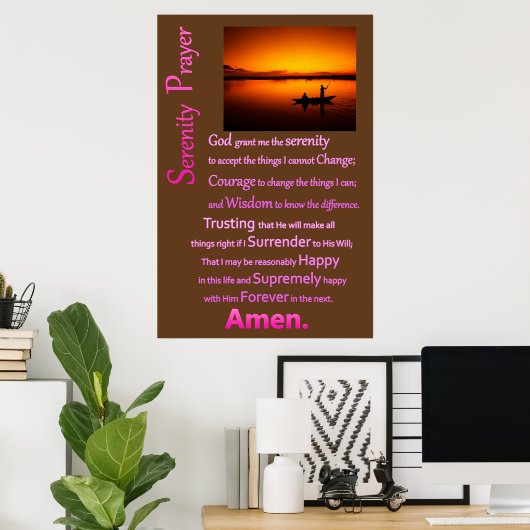 父と息子魚釣りザセレニティ祈りの言葉 ポスター (ホームオフィス)