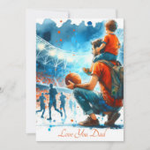 父と息子、サッカーの試合を観る 水彩画 シーズンカード (正面)