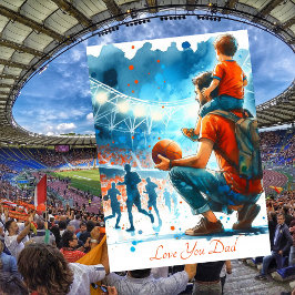 父と息子、サッカーの試合を観る　水彩画 シーズンカード