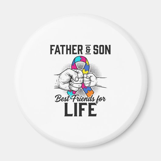 父と息子、一生の親友 パズルリボン マグネット (正面)