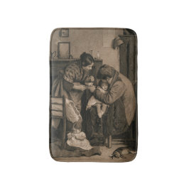 父と母に支えられた病気の少女 バスマット