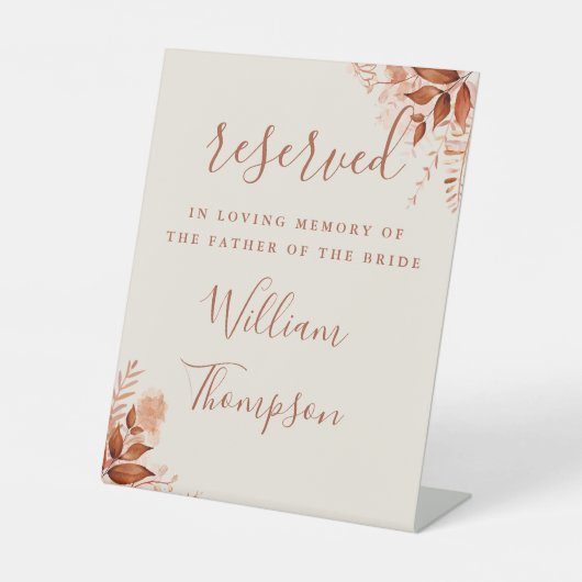 父と母のメモリアル用ラスティックフラワーリザーブ 台座サイン (正面)
