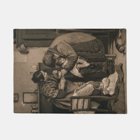 父と母の力を借りた病気の子ども ドアマット (正面)