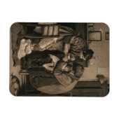 父と母の力を借りた病気の子ども マグネット (横)