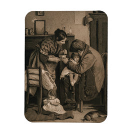 父と母の力を借りた病気の子ども マグネット