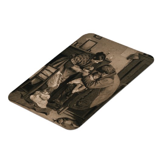 父と母の力を借りた病気の子ども マグネット (左側)