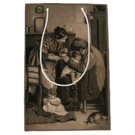 父と母の力を借りた病気の子ども ミディアムペーパーバッグ