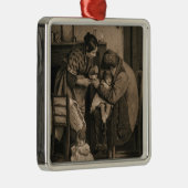 父と母の力を借りた病気の子ども メタルオーナメント (右)