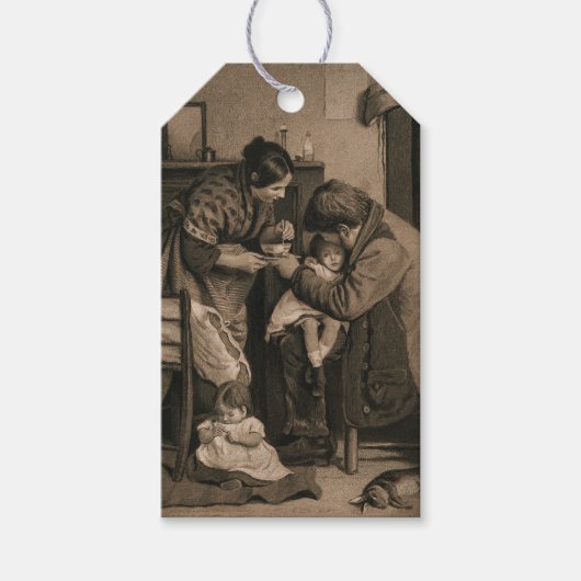 父と母救済の病気の少女 ギフトタグ (正面)