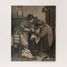 父と母救済の病気の少女