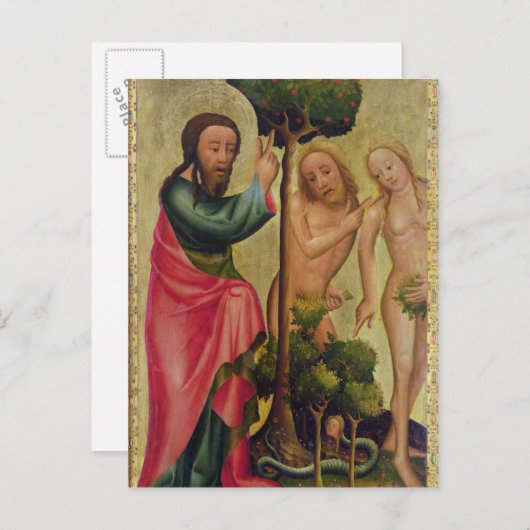 父なる神がアダムとエバを罰する ポストカード (正面/裏面)