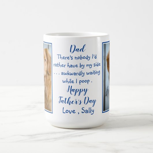 父のおもしろい日の犬のパパ – ペットの写真 – 犬のジョーク コーヒーマグカップ (中央)