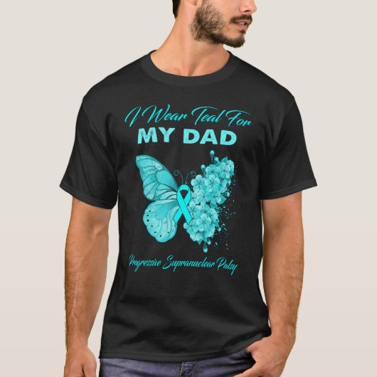 父のためのプログレッシブ核上性麻痺 ティール色 Tシャツ (正面)