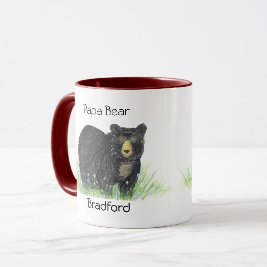 父のギフト名を追加パパベーブブラックベア マグカップ (正面左)