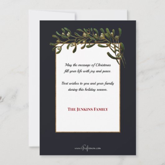 父のクリスマスと踊りの子供とヤドリギ シーズンカード (裏面)