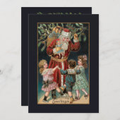 父のクリスマスと踊りの子供とヤドリギ シーズンカード (正面/裏面)