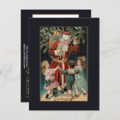 父のクリスマスと踊りの子供とヤドリギ ポストカード (正面/裏面)