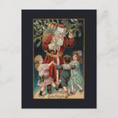 父のクリスマスと踊りの子供とヤドリギ ポストカード (正面)