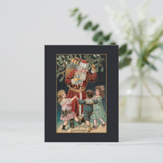 父のクリスマスと踊りの子供とヤドリギ ポストカード (スタンド正面)
