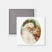 父のクリスマス&チャイルドポートレートヴィンテージ磁石 マグネット (正面/裏面)