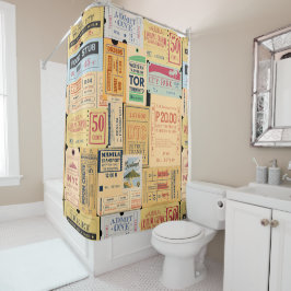 父のクール贈り物Cenimaチケットは古い切手 シャワーカーテン