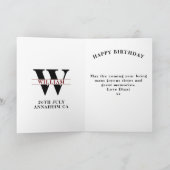 父のハッピーバースデーモノグラム名Year Black Red カード (内部)