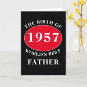 父のハッピーバースデーモノグラム名Year Black Red カード (黄色い花)