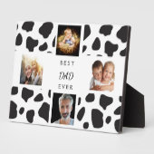 父のパパ写真コラージュ牛の白黒 フォトプラーク (側面)
