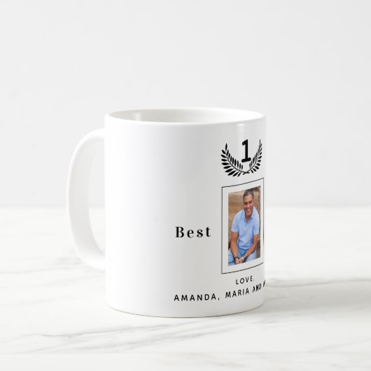 父のパパ写真白黒名 コーヒーマグカップ (正面左)
