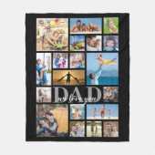 父のパパ私たちはあなたを愛19フォトコラージブラック フリースブランケット (正面)