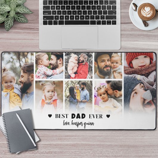 父のパーソナライズされたパパフォトコラージュ デスクマット