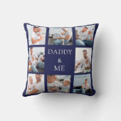 父のベビー写真コラージュのネイビーブルー クッション (裏面)