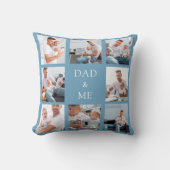 父のベビー写真コラージュほこりっぽい青 クッション (正面)