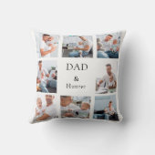 父のベビー子の写真のコラージュ名ホワイト クッション (裏面)