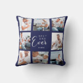 父のベビー子の写真コラージュのネイビー・ブルー クッション (裏面)