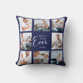 父のベビー子の写真コラージュのネイビー・ブルー クッション (正面)