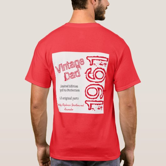 父のヴィンテージ限定版の赤 Tシャツ (裏面)