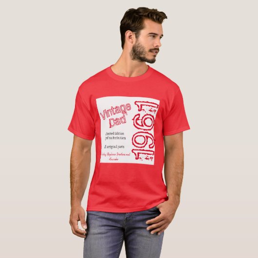 父のヴィンテージ限定版の赤 Tシャツ (正面フル)