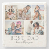 父の写真コラージュ ストーンコースター (正面)
