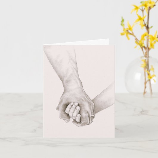 父の名刺を愛して握り締めた両手 カード (黄色い花)