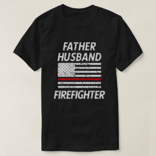 父の夫の消防士の薄い赤線アメリカ人 Tシャツ
