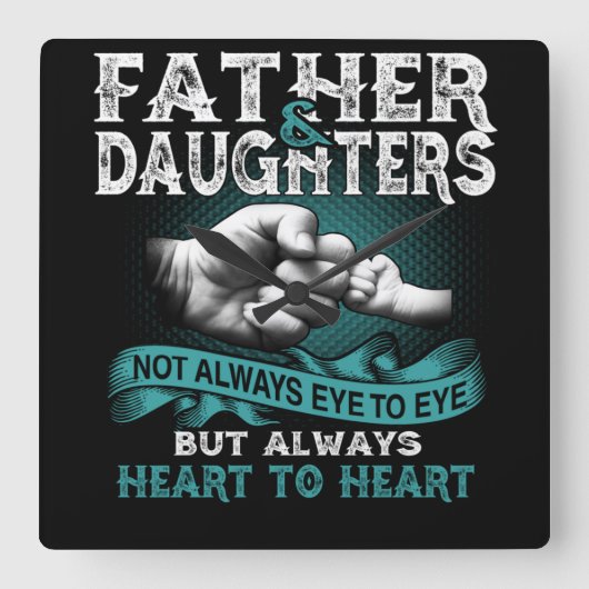 父の娘は常にハートハートギフトパパ スクエア壁時計 (正面)