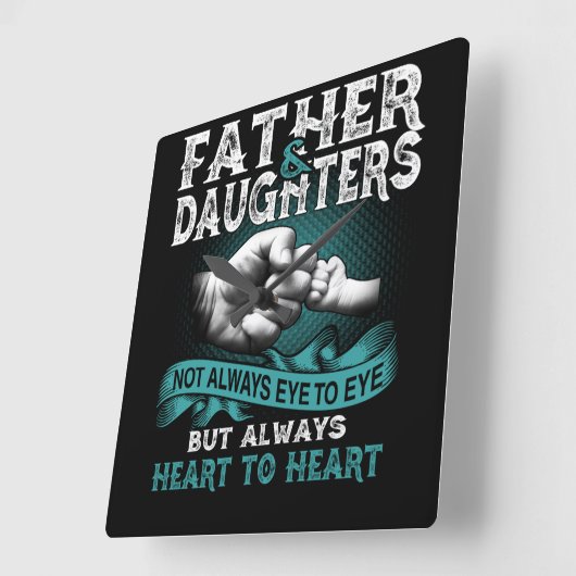 父の娘は常にハートハートギフトパパ スクエア壁時計 (傾斜)