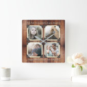 父の娘パーソナライズされたInstagramフォトグリッド スクエア壁時計